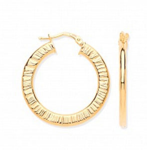 Gold plated ribbed hoops