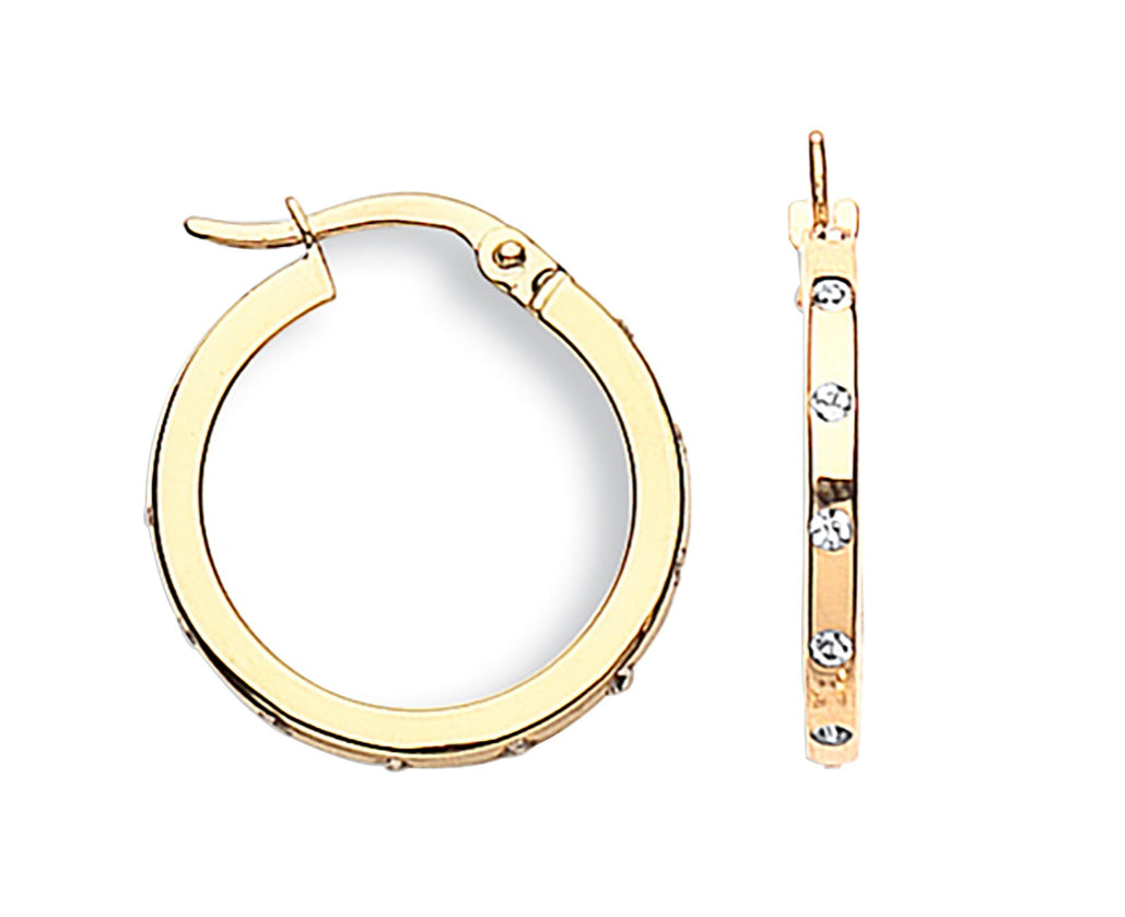 Mini 9ct Gold studded hoops