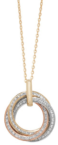 Tri colour stone set pendant and necklet
